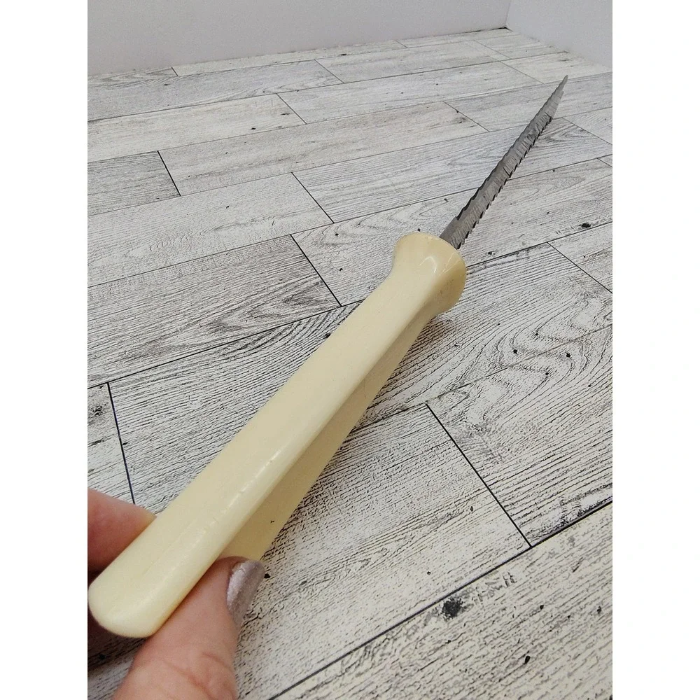 Vintage Quikut Quikkle Stainless Double Sided Carving Knife Serrated Bakelite‎